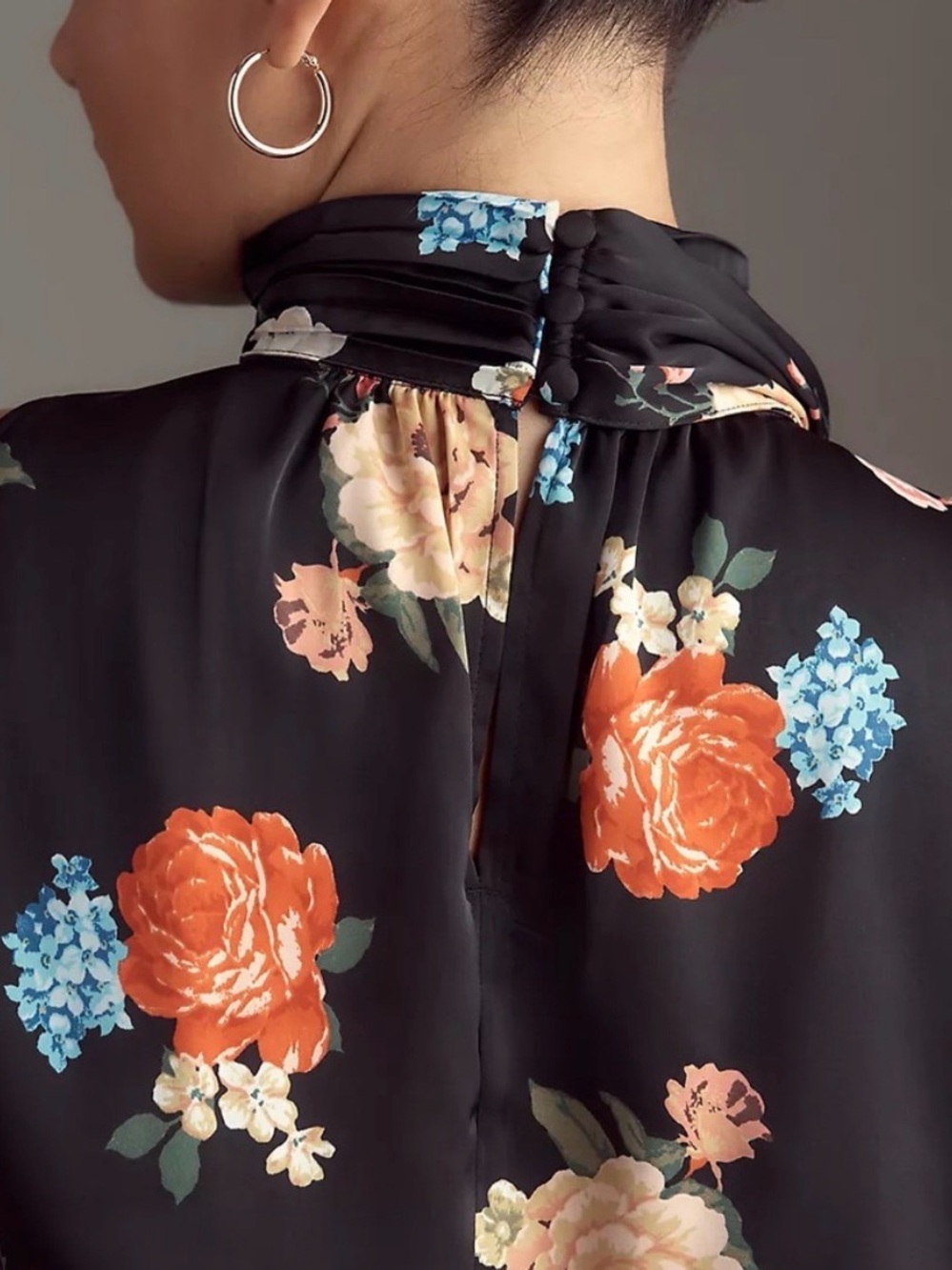 Anthropologie Black Floral Lace-Trim Halter Top - Picture 8 of 8